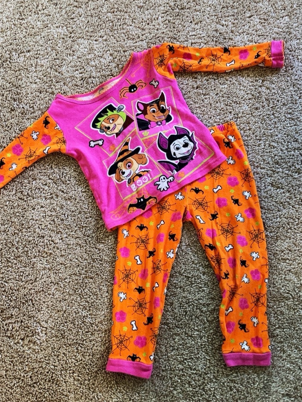 Paw Patrol Girls' Pink & Orange Halloween Pajama Set size 3t